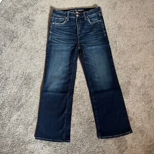 NWOT American Eagle High Rise Kick Boot Crop Jean Size 1 Short Dark Wash Stretch